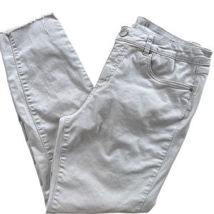 “FDJ” French Design Jeans Off White Fringed Hem Jean Size 12